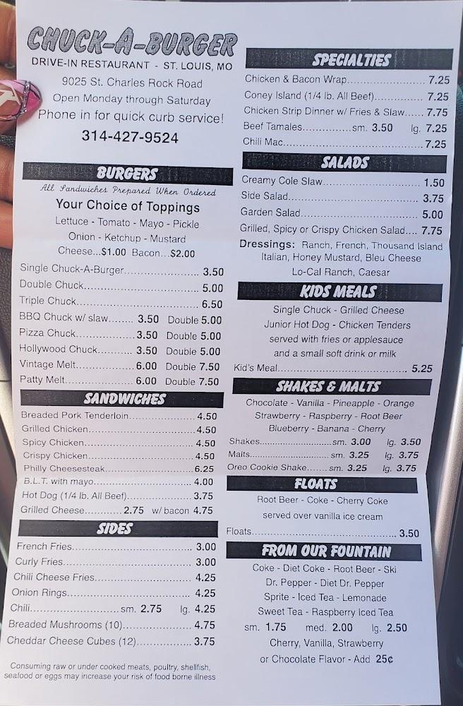 Chuck-A-Burger Drive-In Restaurant Menu image 4